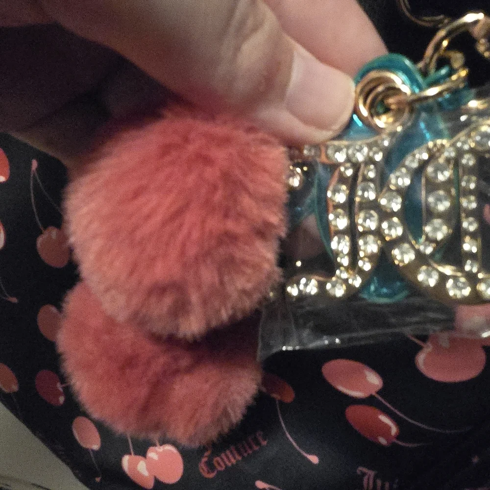 Juicy Couture Black Tote with Pink and Red Cherry Print